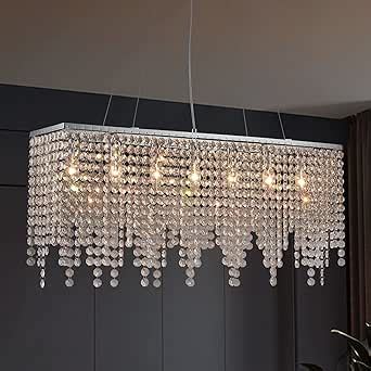 Amazon Moooni Rectangular Crystal Chandelier Modern Rectangle