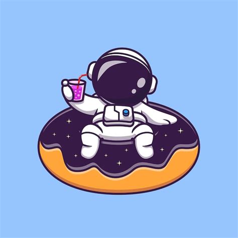 Premium Vector Cute Astronaut Floating On Space Donut Balloon Cartoon