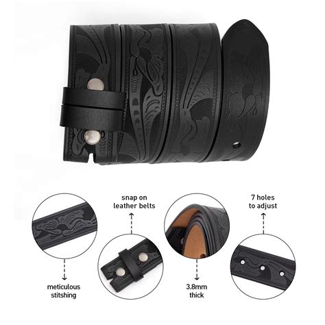 Western Leather Belts Without Buckle Black Bison Denim