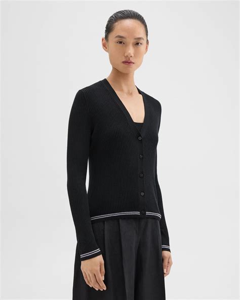 Regal Wool Rib Knit Cardigan Theory