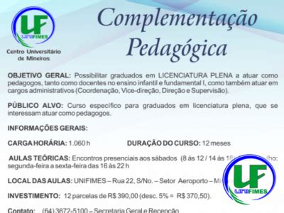 Complementação Pedagógica Em Pedagogia - Unifimes oferece curso Complementação Pedagógica – Centro Universitário ...