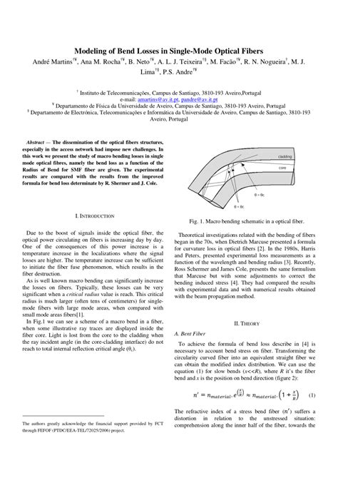 PDF Modeling Of Bend Losses In Single Mode Optical Fibers