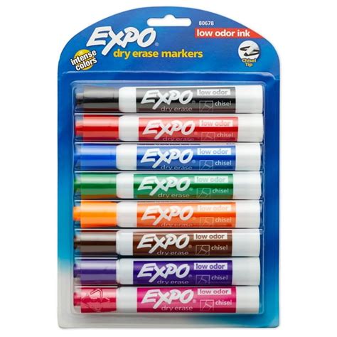 Expo Low Odor Dry Erase Markers, Chisel Tip, Assorted Colors, 8 Pack ...