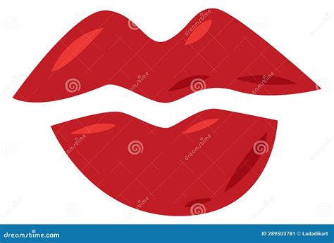 Female Lips Beatiful Red Mouth Sexy Symbol Cartoon Vector