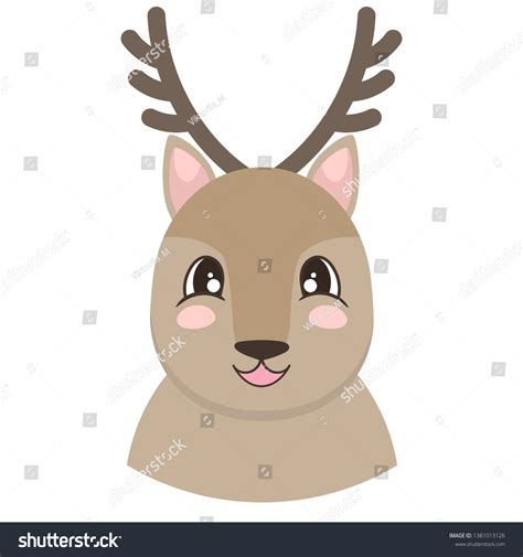 Portrait Cute White Deer Cartoon Style Stock Vector Royalty Free