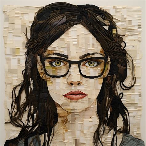 Premium Photo Threaded Art Of Woman Wearing Glasses