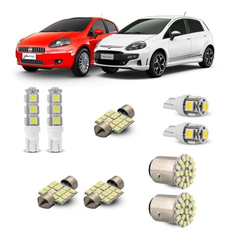 Kit Completo De Led Fiat Punto Lanterna Luz Teto Placa Ré