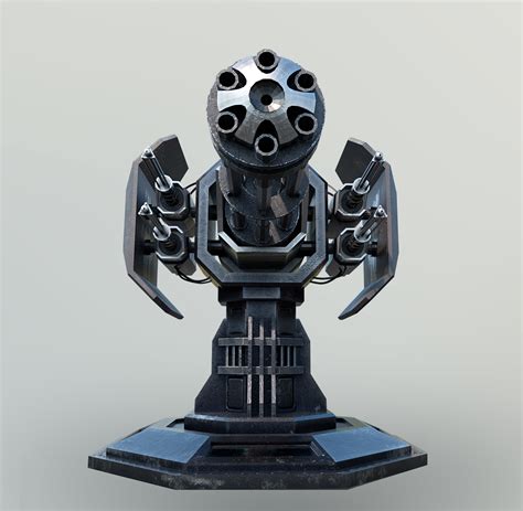 3d Minigun Turret Model Turbosquid 1200573
