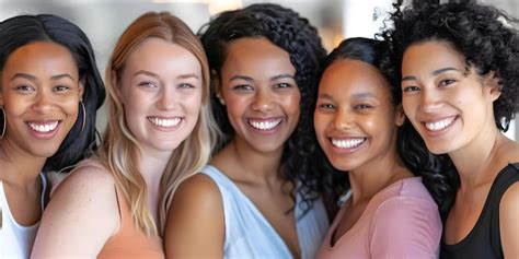 Image Of Diverse Group Of Women Smiling Representing Various