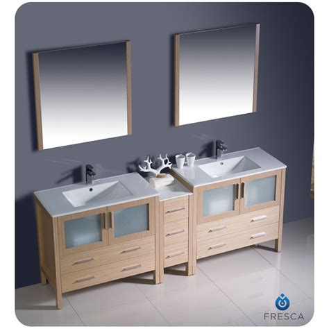 Fresca Torino Light Oak Modern Double Sink Bathroom Vanity W Side