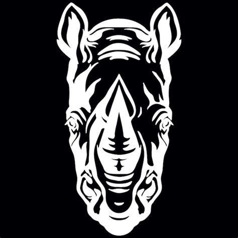 Cabeza Vectorial De Mascota Cabeza De Rinoceronte Aislada En Negro