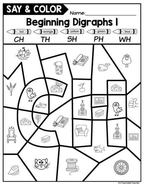 Say And Color Digraph Activities Beginning And Ending A Teachable