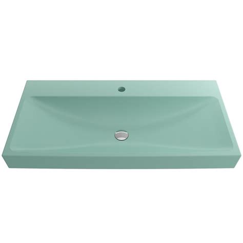 Bocchi Fire Clay Wall Mount Rectangular Modern Matte Mint Green