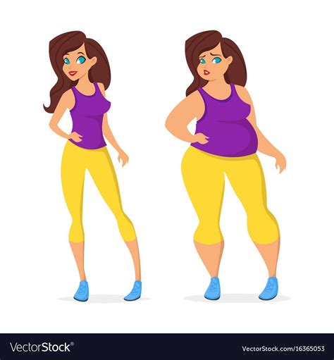 Fat And Slim Woman In Sport Wear Royalty Free Vector Image Diyet Afişler