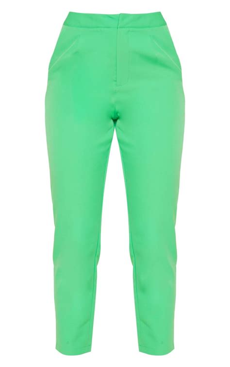 Bright Green Cropped Trouser Trousers Prettylittlething