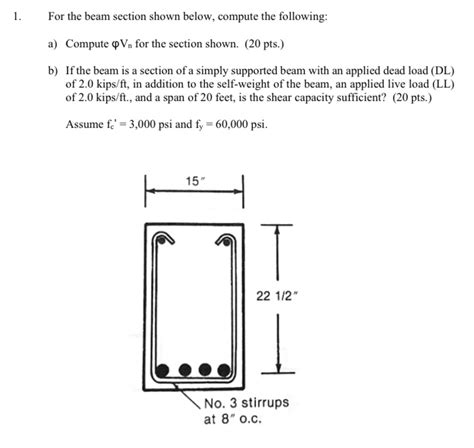 Solved For The Beam Section Shown Below Compute The Following A