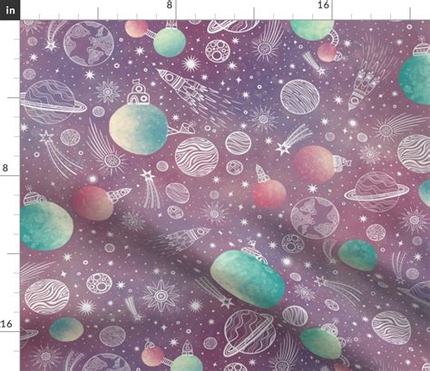 Space Exploration Doodle Rockets Fabric Spoonflower