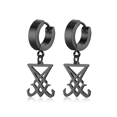 Style 41 1 Paire Boucles D Oreilles Punk Noires En Acier Inoxydable