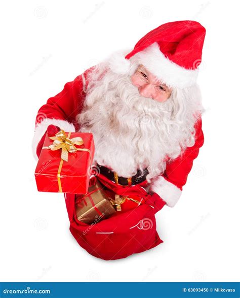 Santa Claus Holding Christmas Bag Stock Photo Image Of Celebration