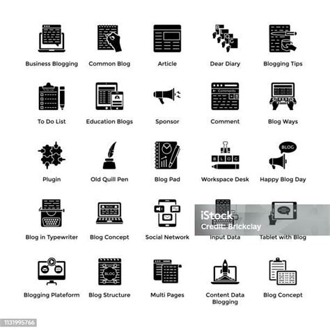 블로깅 솔리드 아이콘 팩 기사 출판에 대한 스톡 벡터 아트 및 기타 이미지 기사 출판 벡터 블로깅 Istock