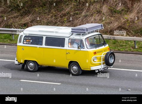 1975 70s Seventies Yellow White VW Volkswagen Bay Window Transporter