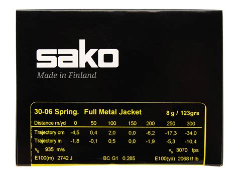 30 06 Spr Sako 8 0g Range Speedhead FMJ BOX 50шт цена 530 руб в