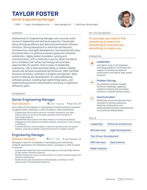 Senior Engineering Manager Resume Examples How To Guide For