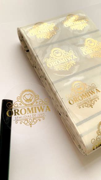 250 Adesivo Transparente Hot Stamping 6cm Dourado Elo7