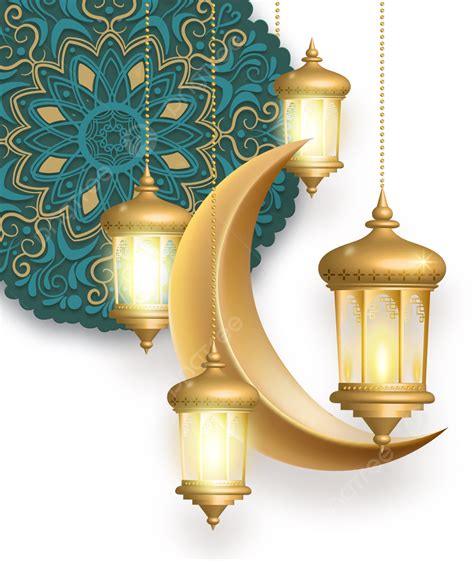 Luna Dorada Textura Ramadán Linterna Eid Mubarak PNG Dorado Textura