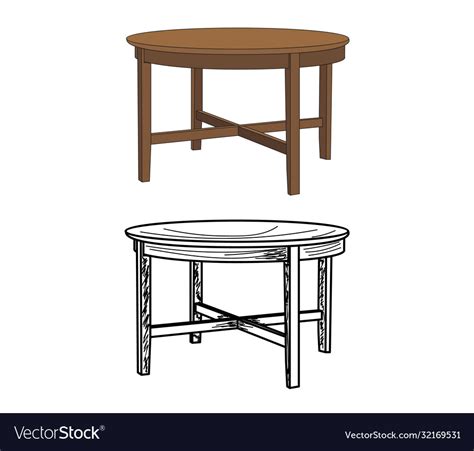 Round table sketch Royalty Free Vector Image - VectorStock