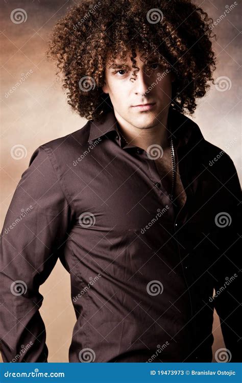 Handsome Man With Curly Hair Stock Image Image Of Young Sensual