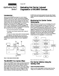 Hot Carrier Induced Degradation Of MOSFETS Scientific Devices Australia