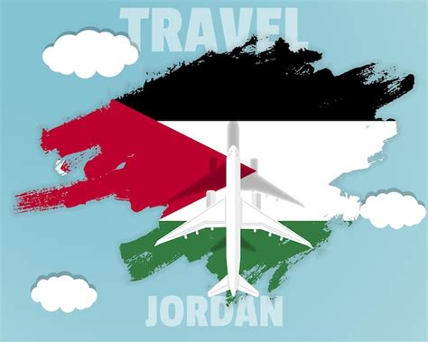 Premium Vector Traveling To Jordan Top View Passenger Plane On Jordan