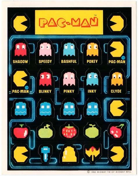 Scrapbooking Supplies Crafts Vintage PACMAN Stickers PAC MAN 80's ...