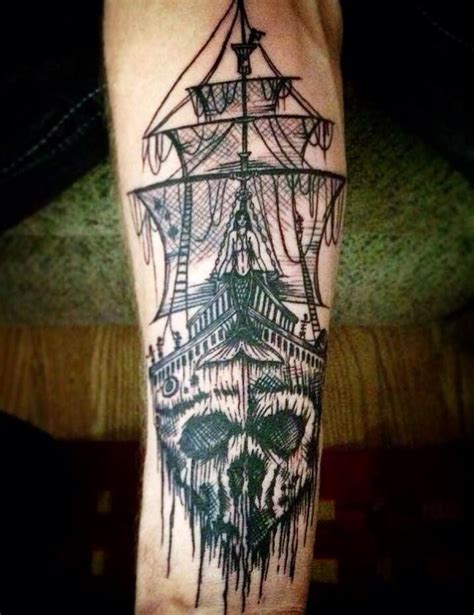 Skeleton Pirate Ship Tattoo By Marna Binkowski At Tattoo Nouveau