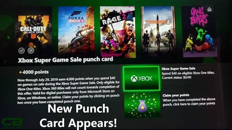 Xbox Super Game Sale Microsoft Rewards Punch Card 4 000 Points Up For