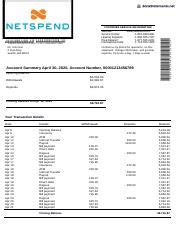 Netspend Bank Statement BankStatements Net Docx CUSTOMER SERVICE