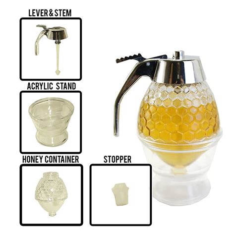 Pc Honey Syrup Dispenser Glass Pot Vintage Honeycomb Bottle Honey