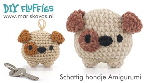 Schattige Hond Sleutelhanger Haakpatroon Leer Amigurumi Haken