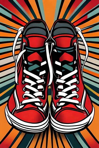 Premium AI Image | Old paired sneakers poster