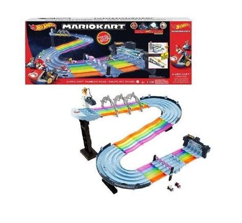 Hot Wheels Mario Kart Rainbow Road Raceway 8 Foot Track Set Allsurplus