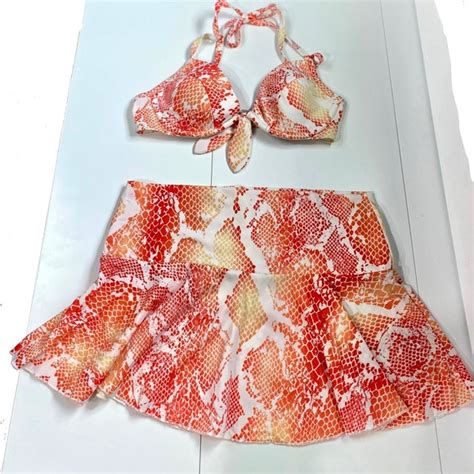 Victoria S Secret Swim Victorias Secret Orange And White Snakeskin