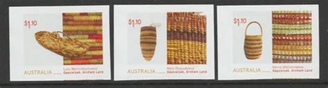 Australia Aboriginal Fibre Art P S Self Adhesive Set Of Mnh