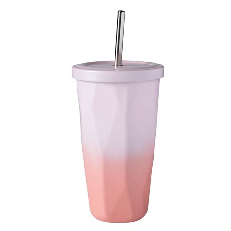 All About U Stainless Steel Pink Ombre Straw Tumbler Shop Travel To