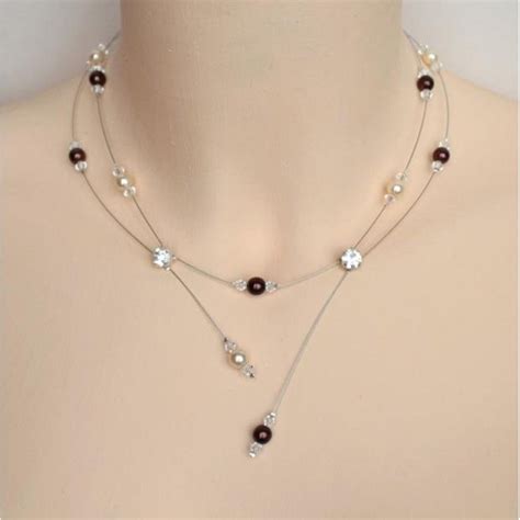 Collier Mariage Ivoire Chocolat Cristal Strass CO1247A Collier