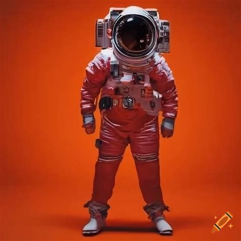 Astronauta Flotando En El Espacio Con Traje Rojo Y Naranja On Craiyon