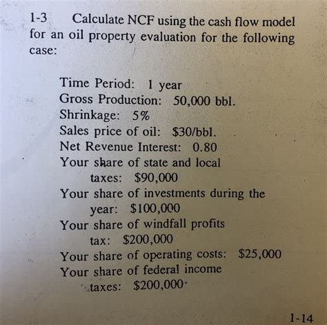 Solved 1 3 Calculate NCF Using The Cash Flow Model For An Chegg