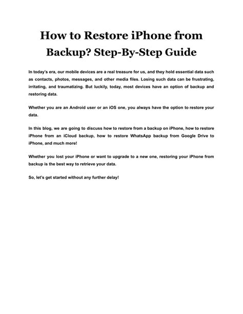 Ppt How To Restore Iphone From Backup Step By Step Guide Powerpoint