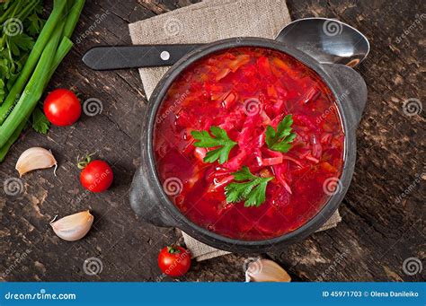 Traditional Ukrainian Russian Vegetable Borsch Stock Image Image Of