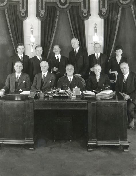 Frances Perkins (top right) with President Franklin D. Roosevelt and ...